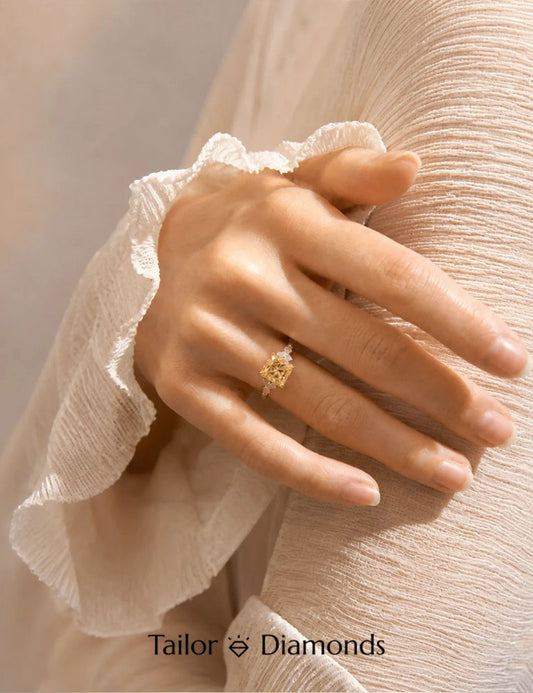 Square Yellow Diamond Ring