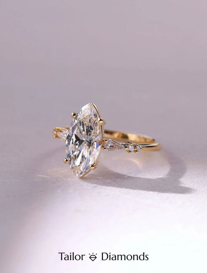 18K Yellow Gold Marquise Diamond Ring