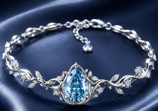 Silver Blue Diamond Drop Vine Bracelet