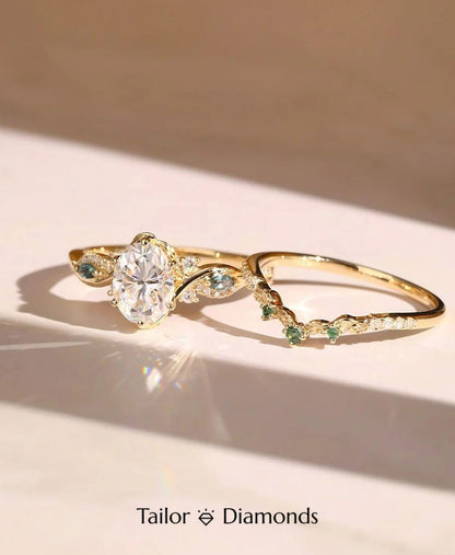 Double Green Gemstone Vine Ring