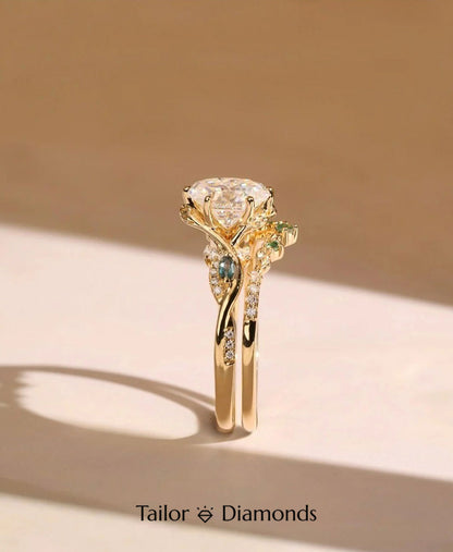 Double Green Gemstone Vine Ring