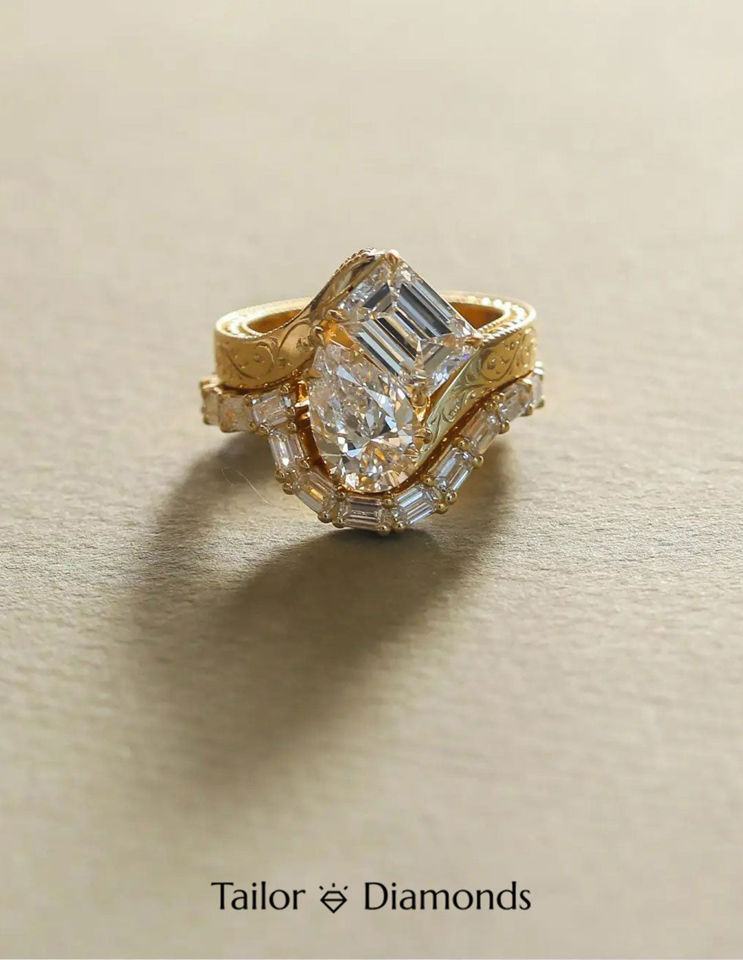 Double Strand Twisted Vine Double Diamond Staggered Stackable Ring