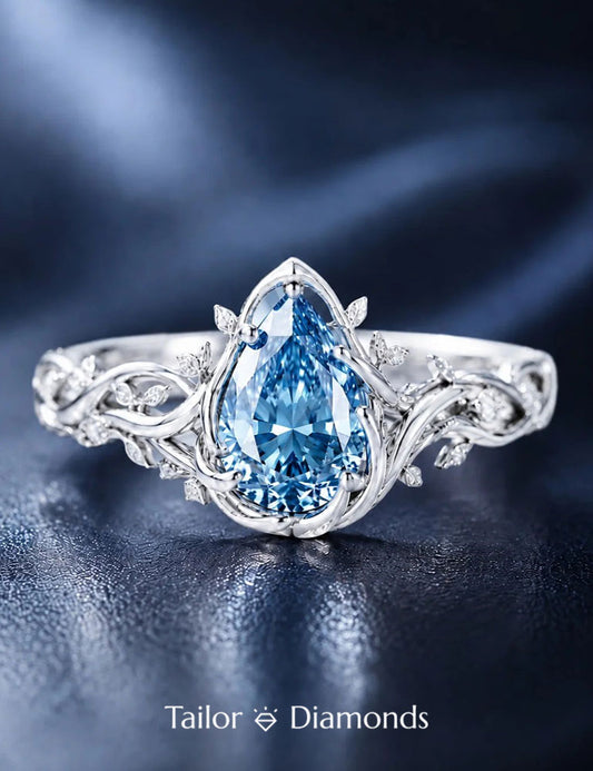 Forest Style Blue Diamond Ring