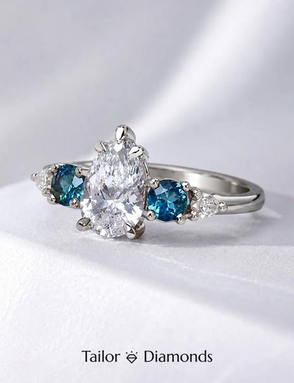 Pear Shaped Blue Diamond Ring