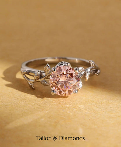 Pink Diamond Silver Vine Ring