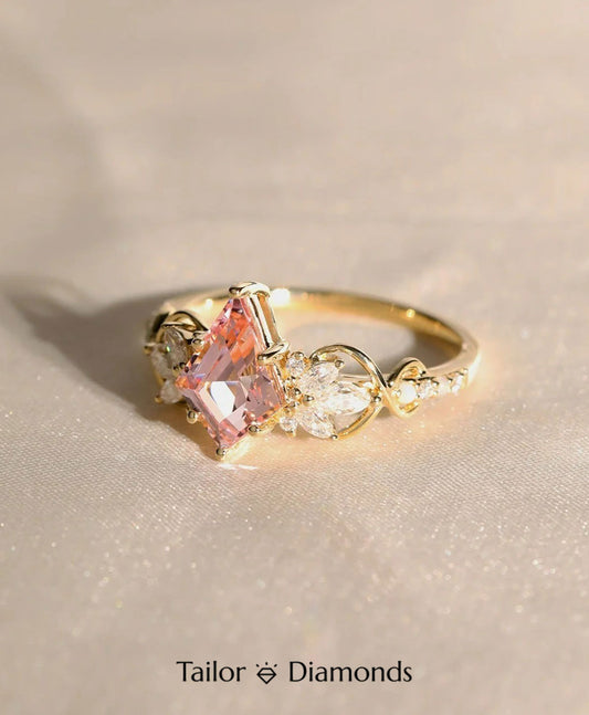Pink Rhombus Diamond Ring