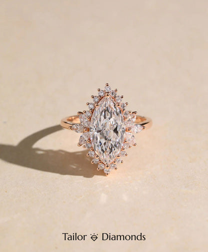 Rose Gold Halo Marquise Diamond Ring