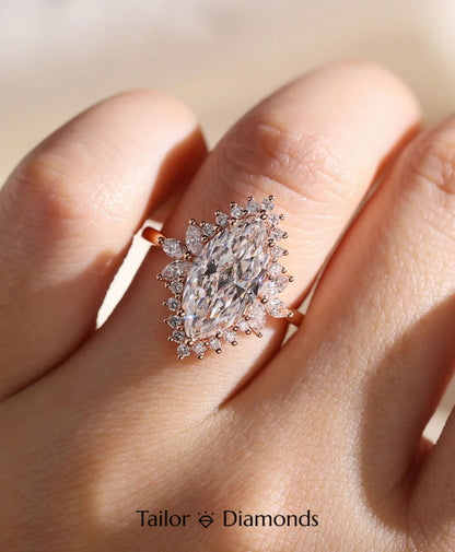 Rose Gold Halo Marquise Diamond Ring