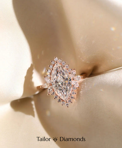Rose Gold Halo Marquise Diamond Ring