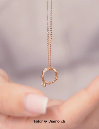 Rose Gold Ring Shape Diamond Necklace