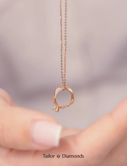 Rose Gold Ring Shape Diamond Necklace