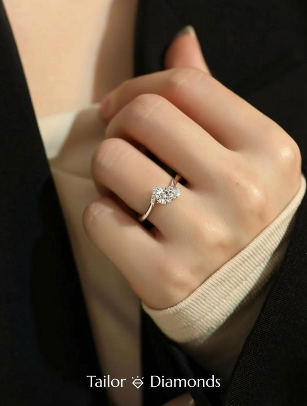 Rose Gold Three Stone Round Diamond Ring