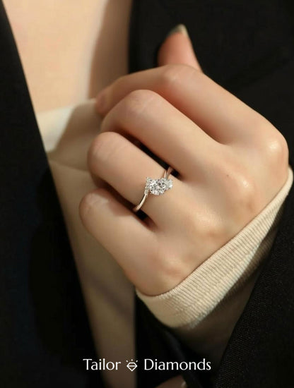 Rose Gold Three Stone Round Diamond Ring
