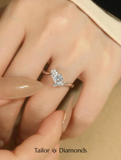Rose Gold Three Stone Round Diamond Ring