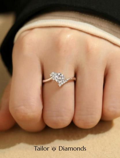 Rose Gold Three Stone Round Diamond Ring