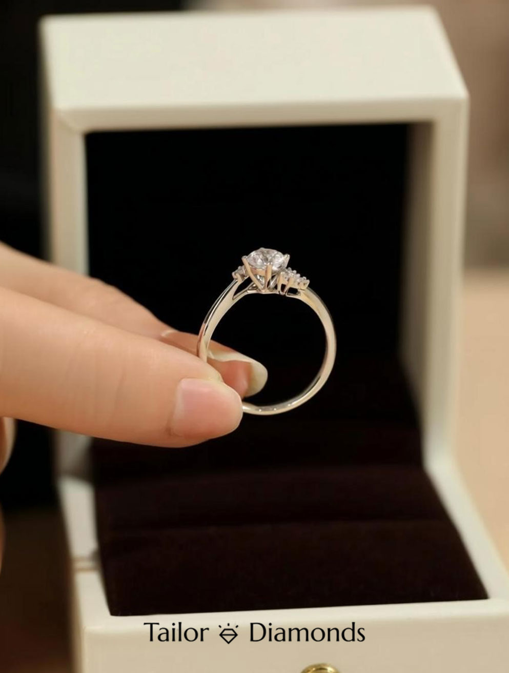Rose Gold Three Stone Round Diamond Ring