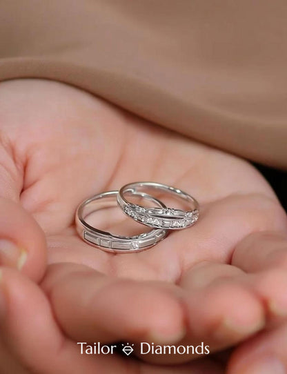 Silver Diamond Cross Couple Ring