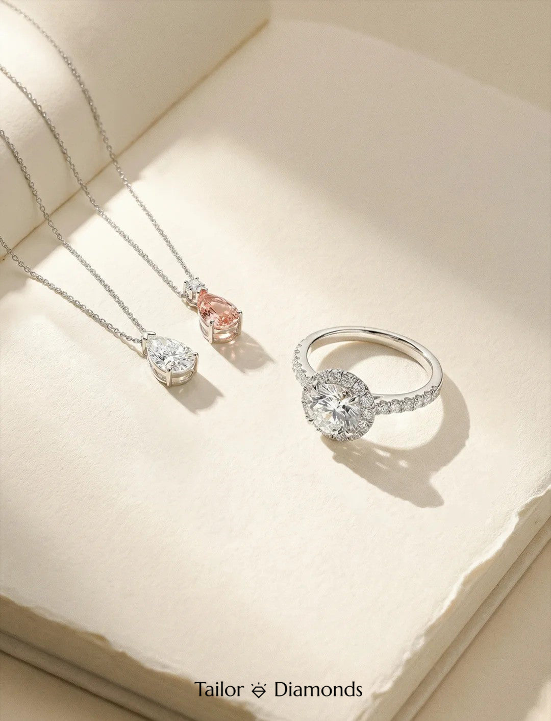 Silver Teardrop Cubic Zirconia Necklace (2 Styles)