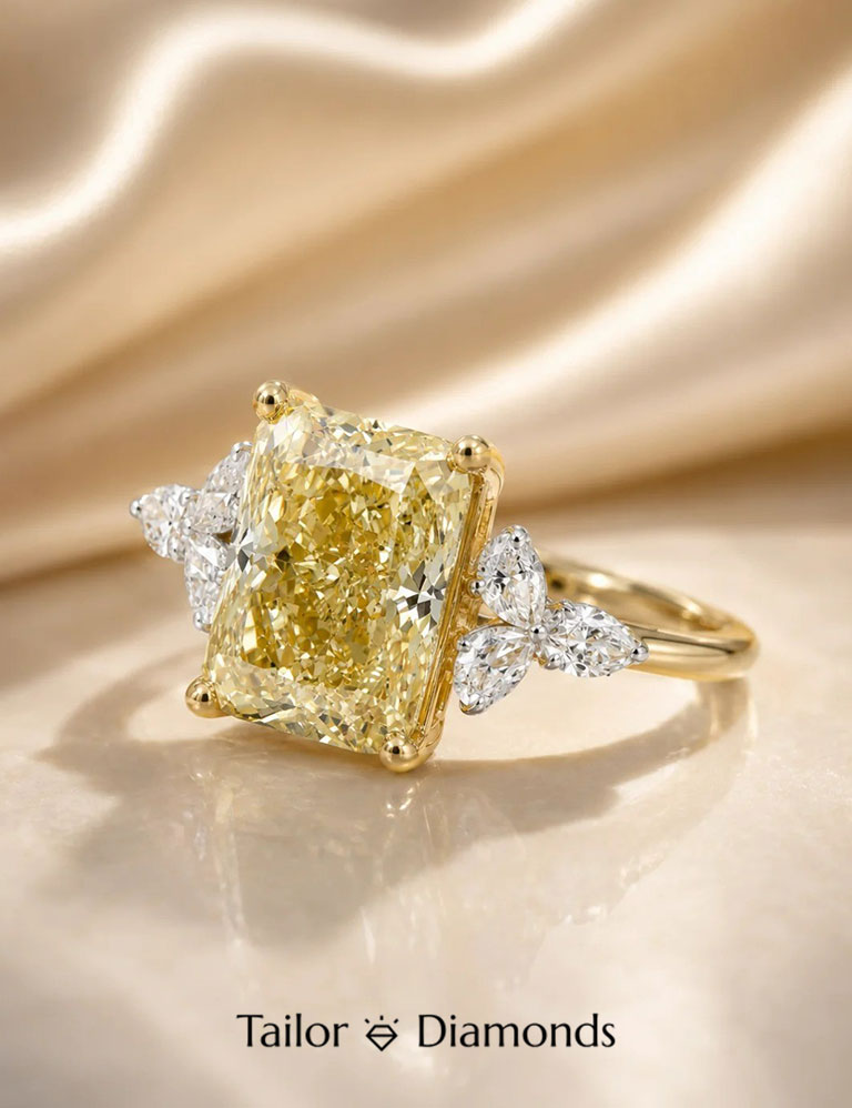 Square Yellow Diamond Ring