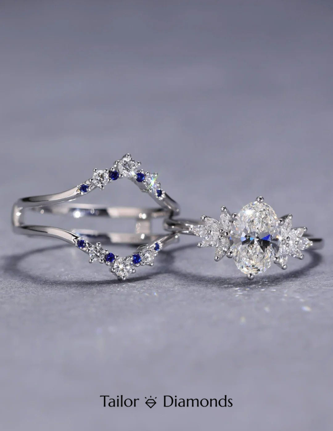 Star Claw Marquise Diamond Three Strand Stacked Ring