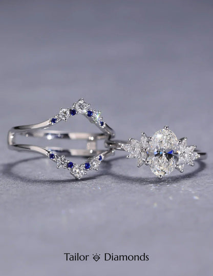 Star Claw Marquise Diamond Three Strand Stacked Ring