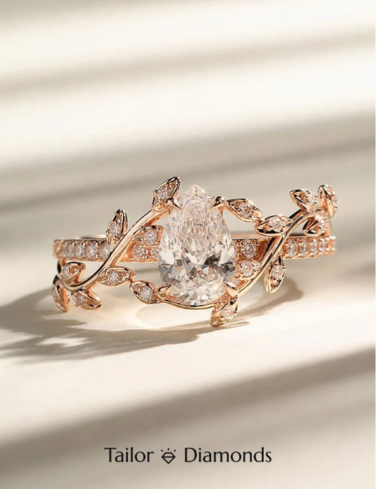Teardrop Rose Gold Diamond Ring