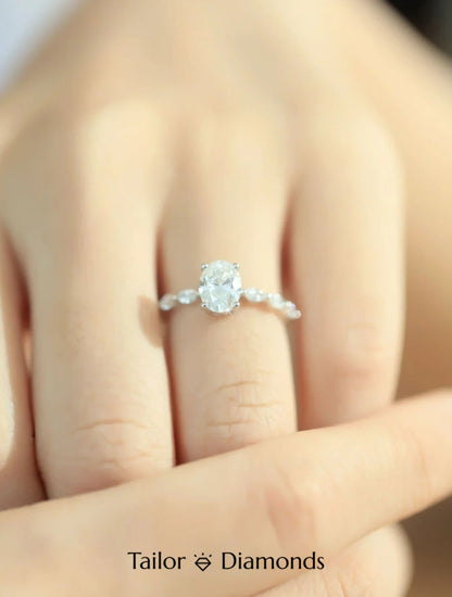 Two-Tone Gold Petal Halo Round Diamond Ring