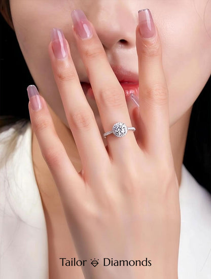 White Gold Halo Round Diamond Ring