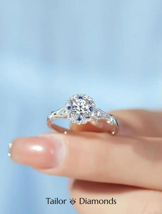 White Gold Halo Round Diamond Ring