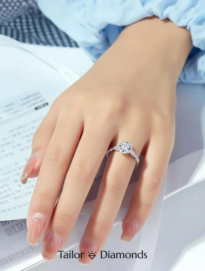White Gold Halo Round Diamond Ring