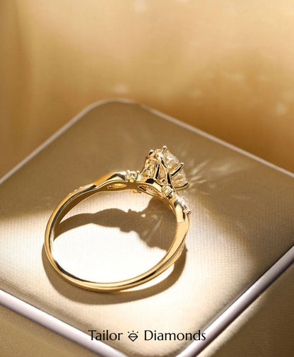 Yellow Gold Oval Diamond Ring