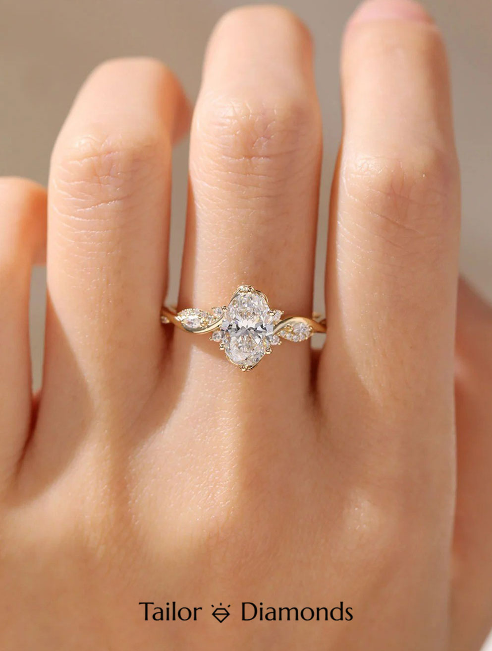 Yellow Gold Oval Diamond Ring